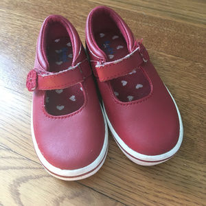 Red leather Keds mary-janes